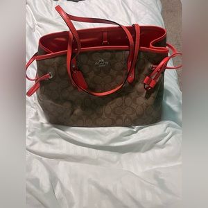 Brown and Orange Coach Shoulder Bag